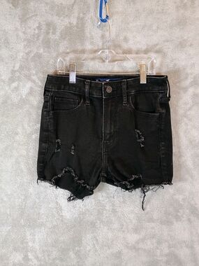 Hollister Black Distressed Denim Cutoff Shorts High Rise